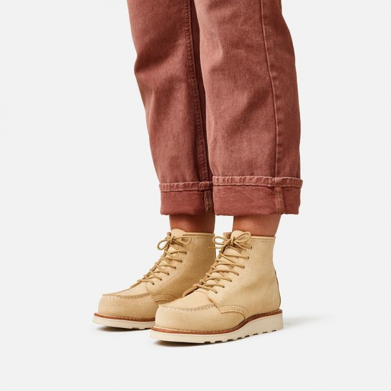 Red Wing 6-Inch Classic Moc Corta Boot in Cream Abilene Cuero Creme | YRT-045186