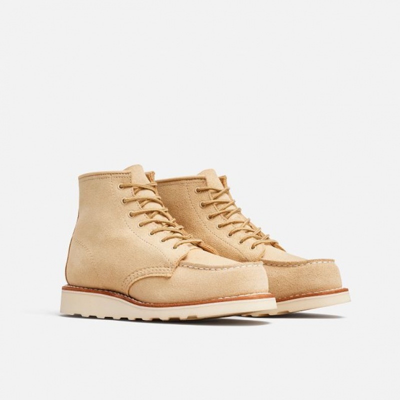 Red Wing 6-Inch Classic Moc Corta Boot in Cream Abilene Cuero Creme | YRT-045186