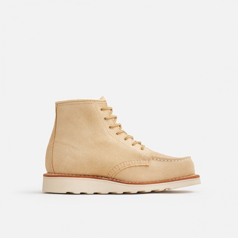 Red Wing 6-Inch Classic Moc Corta Boot in Cream Abilene Cuero Creme | YRT-045186