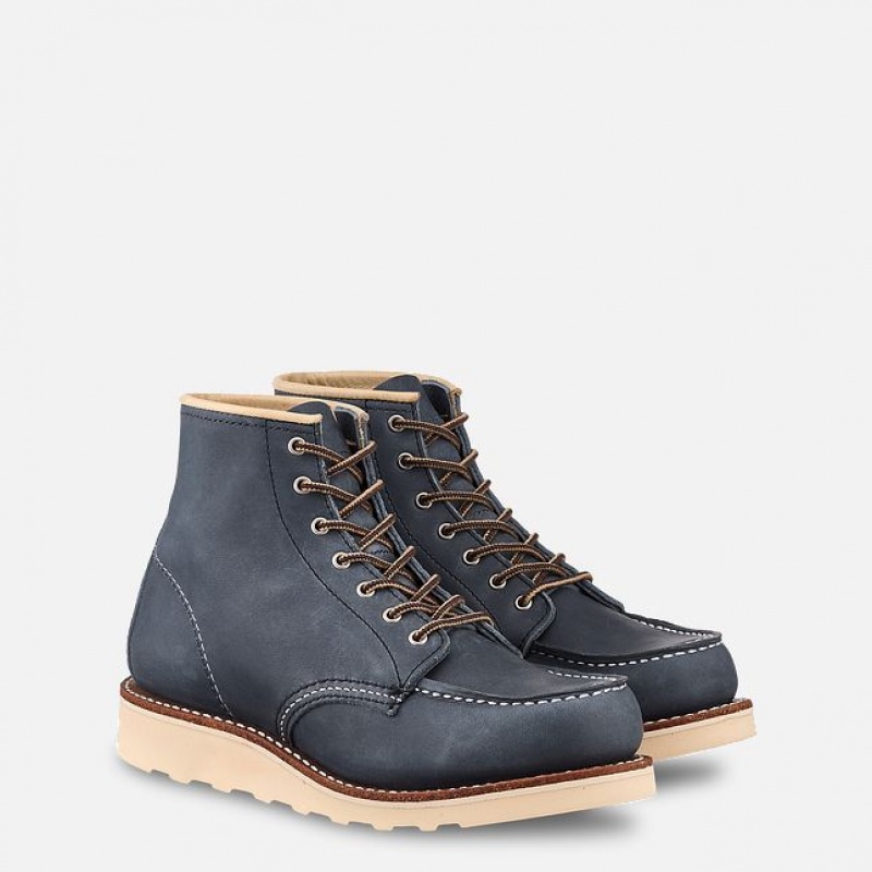 Red Wing 6-Inch Classic Moc Corta Boot in Indigo Legacy Cuero Azules | EZJ-208734