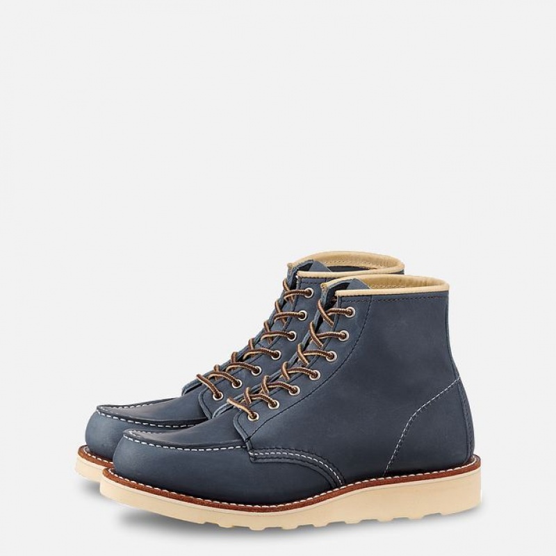 Red Wing 6-Inch Classic Moc Corta Boot in Indigo Legacy Cuero Azules | EZJ-208734