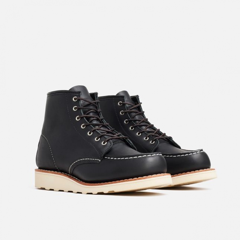 Red Wing 6-Inch Classic Moc Corta Boot in Black Boundary Cuero Negros | EIJ-012954