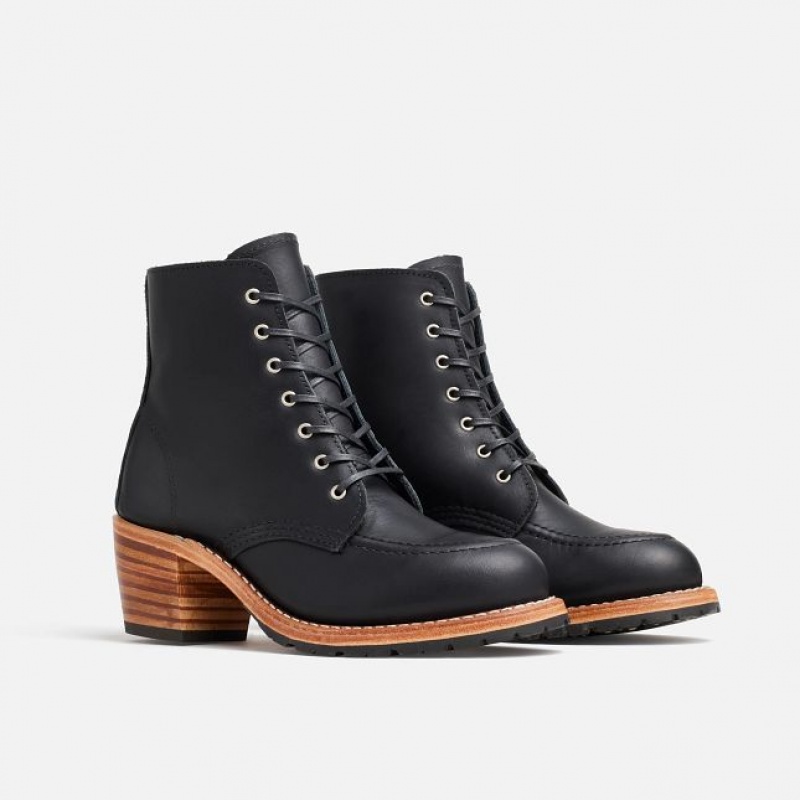 Red Wing Clara Tacón Boot in Black Boundary Cuero Negros | NKJ-918320