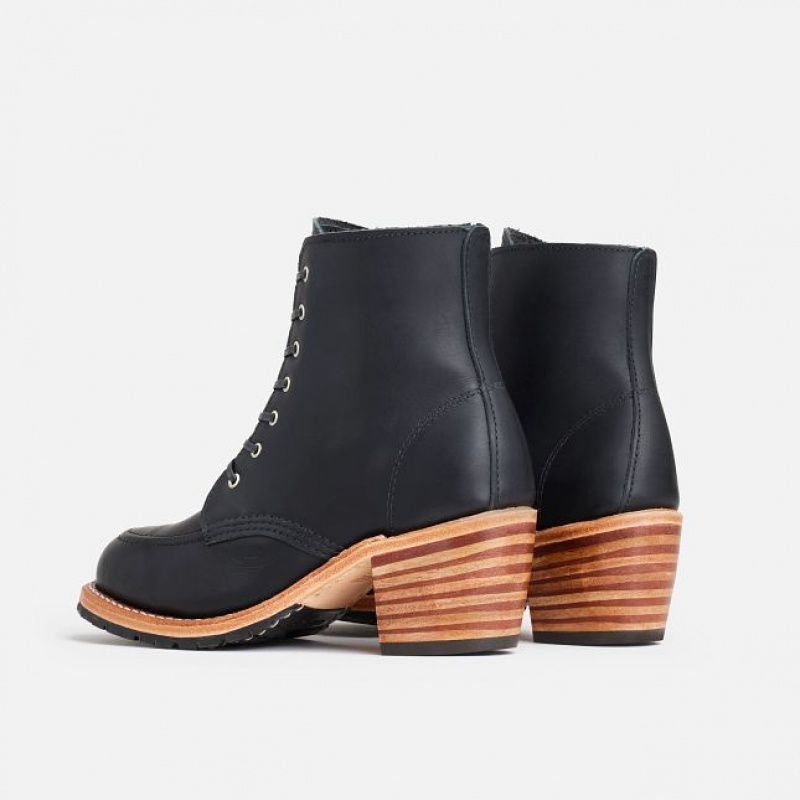 Red Wing Clara Tacón Boot in Black Boundary Cuero Negros | NKJ-918320