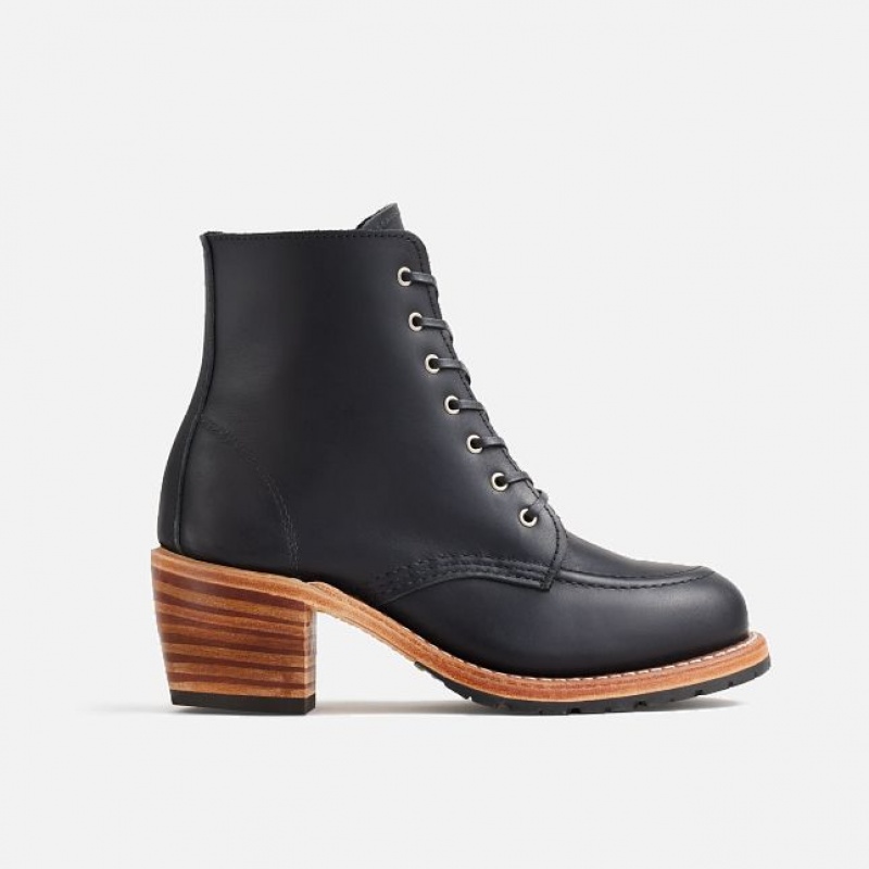 Red Wing Clara Tacón Boot in Black Boundary Cuero Negros | NKJ-918320