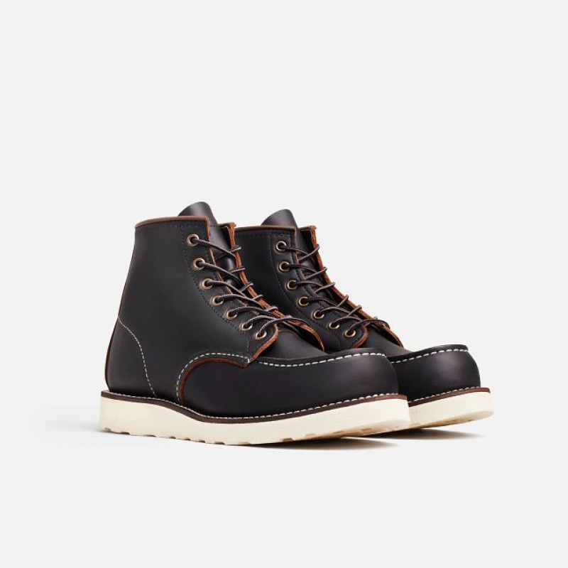 Red Wing Classic Moc 6-Inch Boot in Black Prairie Cuero Negros | MOA-267435