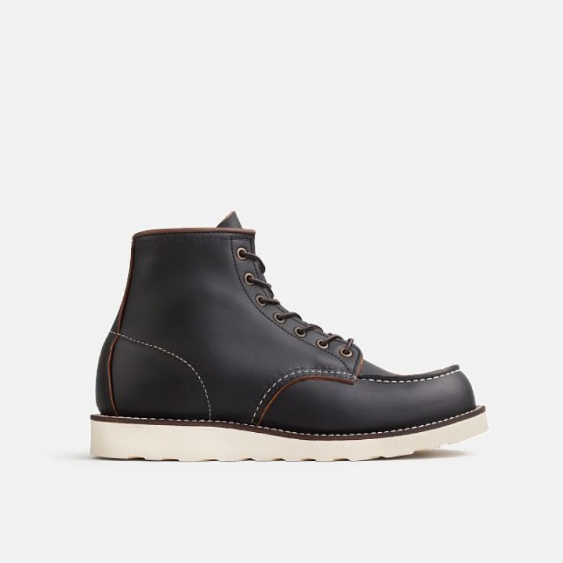 Red Wing Classic Moc 6-Inch Boot in Black Prairie Cuero Negros | MOA-267435